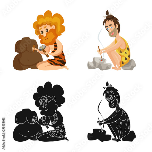 Isolated object of evolution and prehistory logo. Set of evolution and development vector icon for stock.