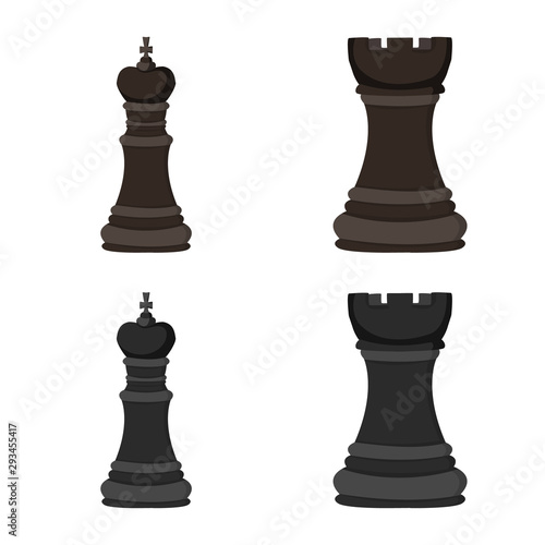 Vector illustration of checkmate and thin symbol. Set of checkmate and target vector icon for stock.