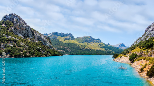 Embassament de Cuber is an artificial turquoise colour lake, water reservoir, located at the valleys of Puig Major and Morro, Mallorca, Spain © Dawid