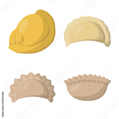 Vector design of dumplings and food icon. Collection of dumplings and stuffed vector icon for stock.