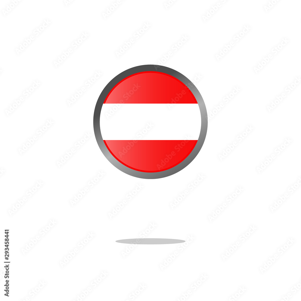 Flag of Austria as round glossy icon. Button with Austrian flag Flag of Austria as round glossy icon. Button with Austrian flag