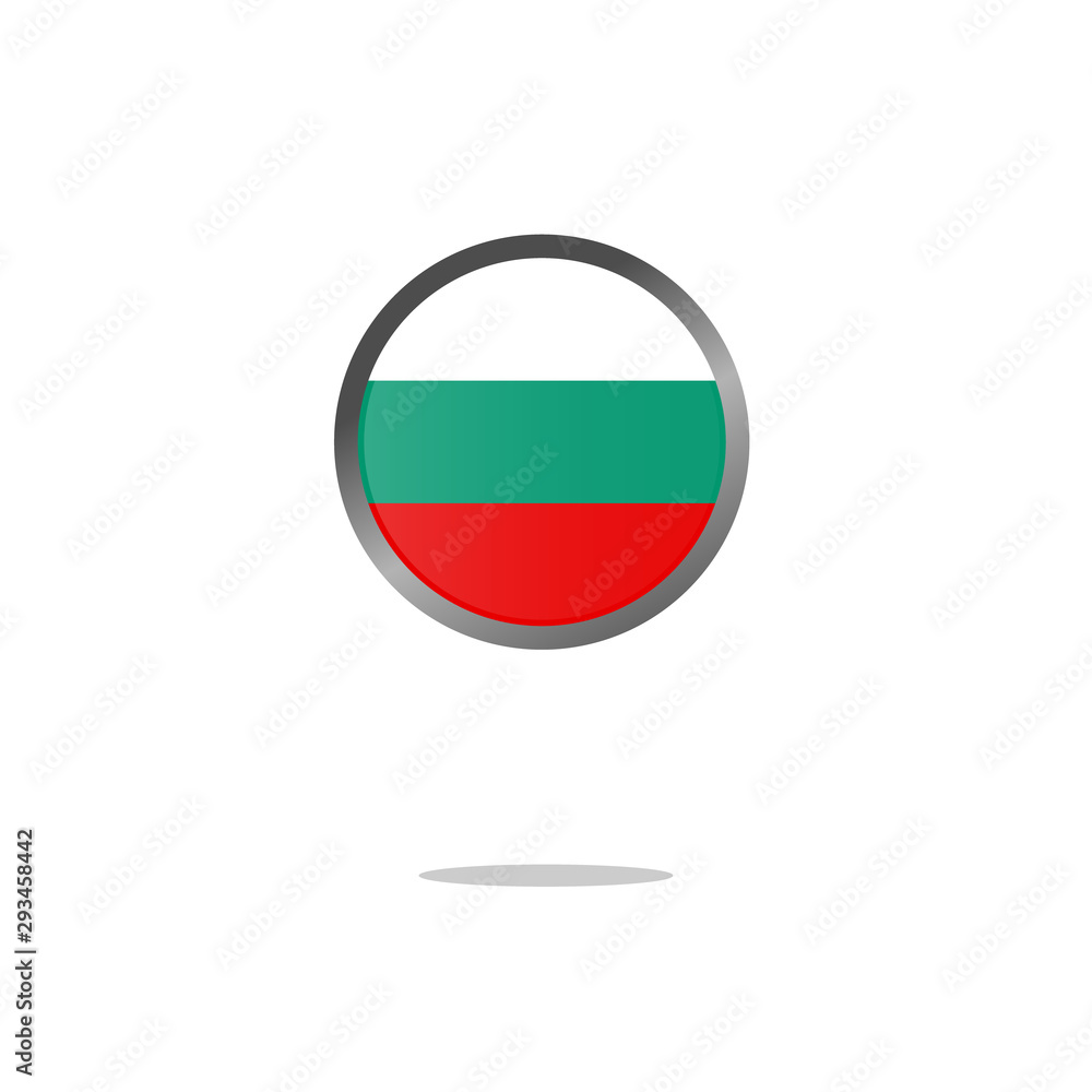 Bulgaria flag button on white Bulgaria flag button on white