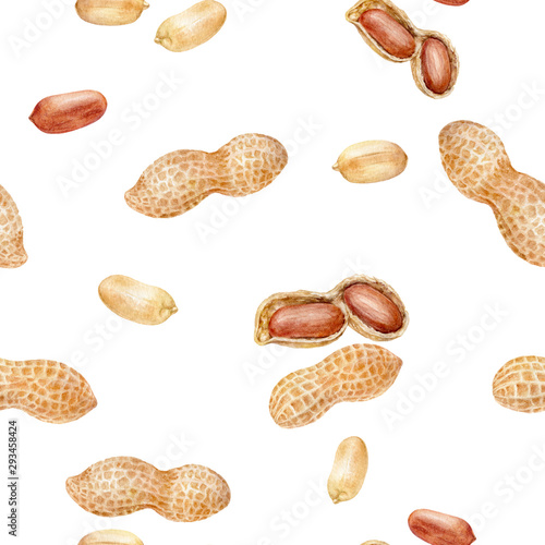 Wallpaper Mural Almond hand drawn watercolor illustration. Seamless pattern. Torontodigital.ca