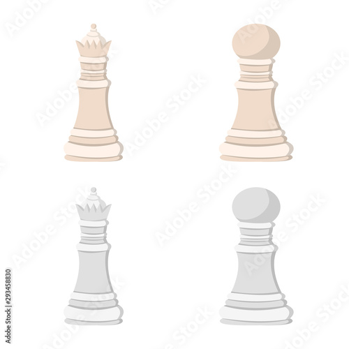 Vector illustration of checkmate and thin icon. Collection of checkmate and target stock symbol for web.