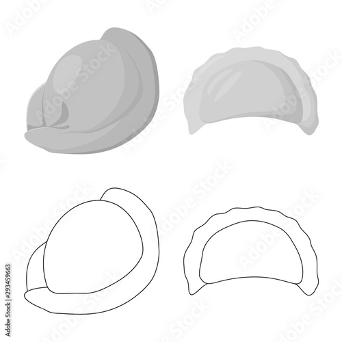 Vector illustration of products and cooking icon. Set of products and appetizer stock vector illustration.