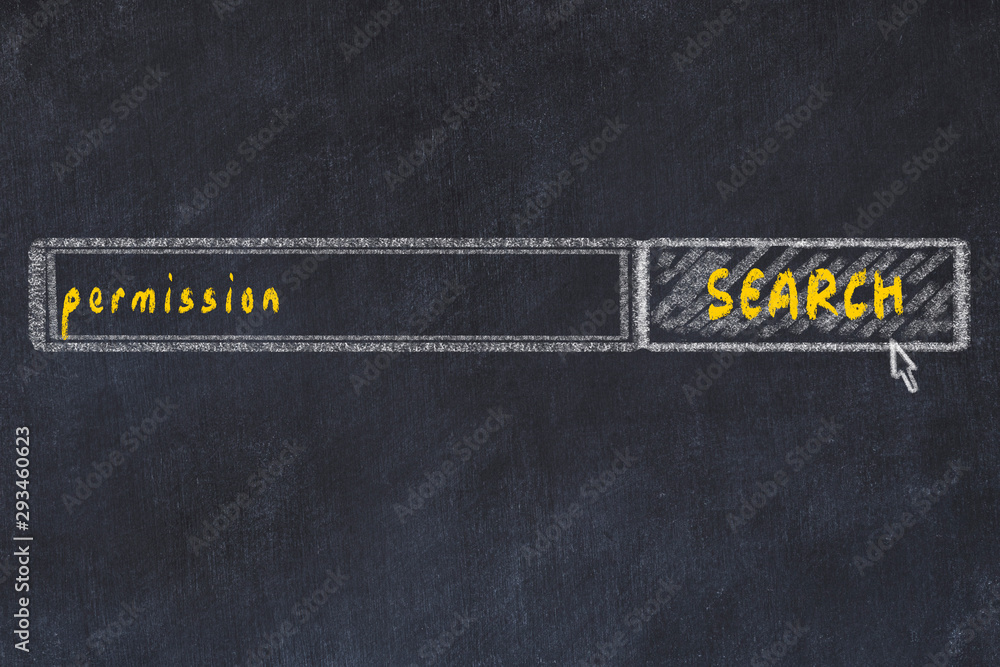 Plakat Chalkboard drawing of search browser window and inscription permission
