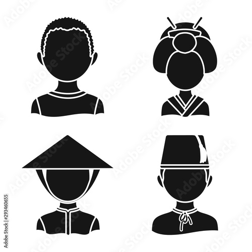 Vector design of person and culture sign. Collection of person and race vector icon for stock.