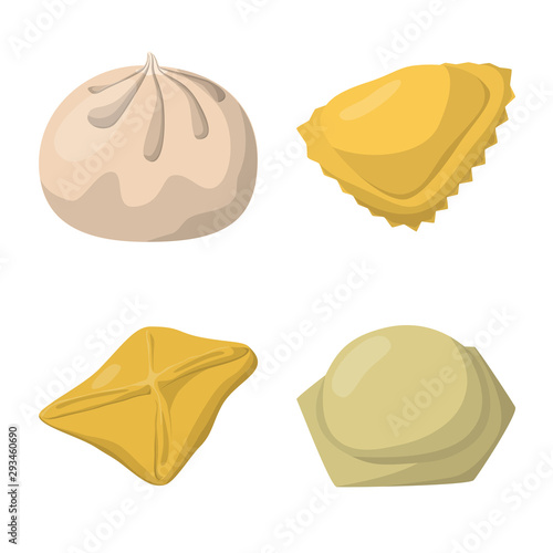 Vector design of dumplings and food symbol. Collection of dumplings and stuffed stock vector illustration.
