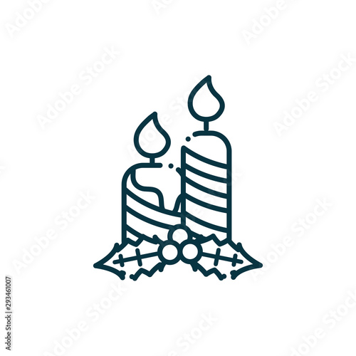 candles holly berry happy christmas line icon © Stockgiu