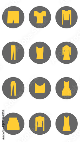Set of icosn vector design. Clothes icon collection vector illustration
