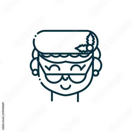 mrs claus happy christmas line icon
