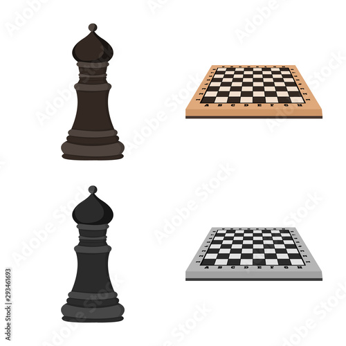 Vector illustration of checkmate and thin logo. Collection of checkmate and target stock vector illustration.