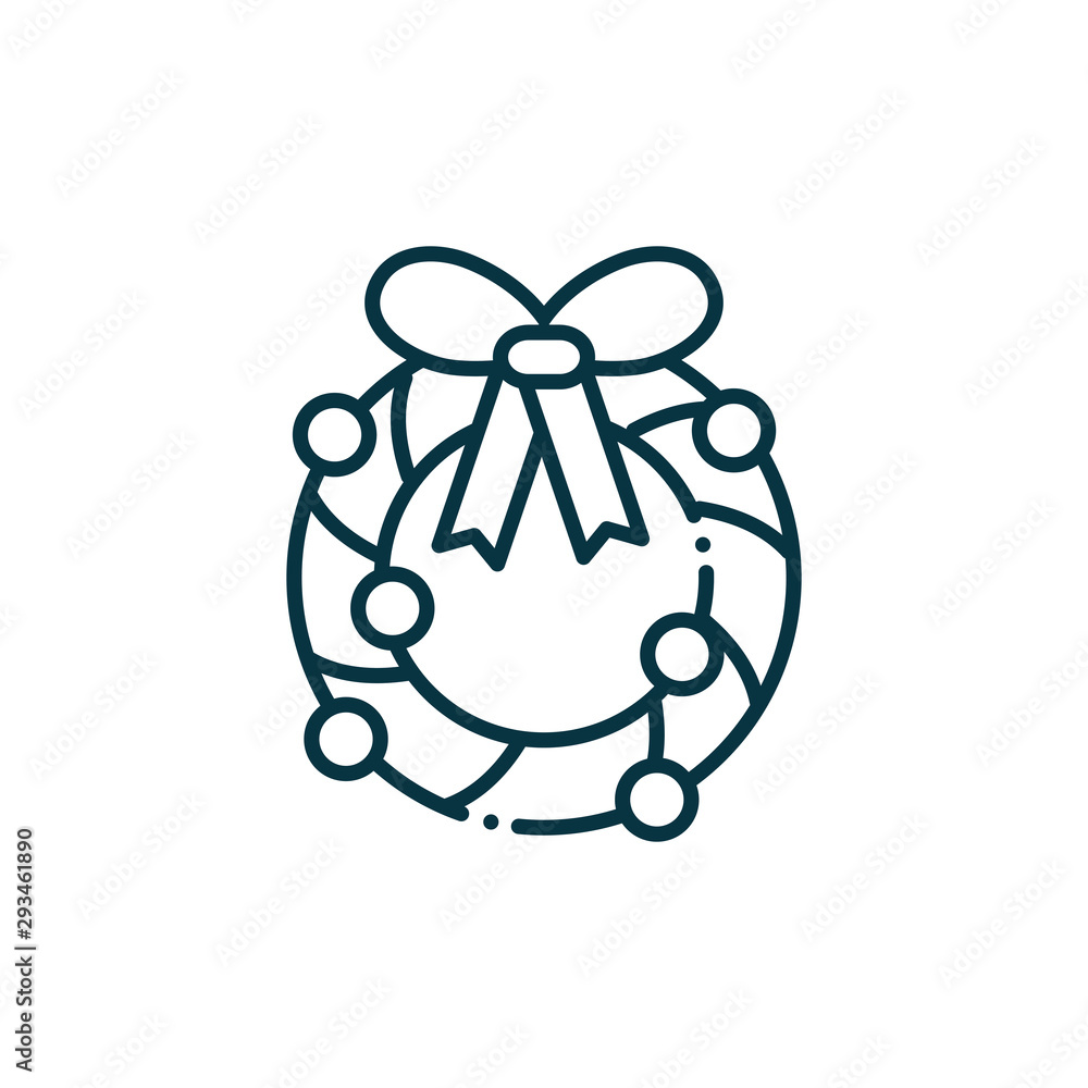 garland happy christmas line icon garland happy christmas line icon