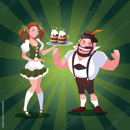 Germany oktoberfest man and woman vector design