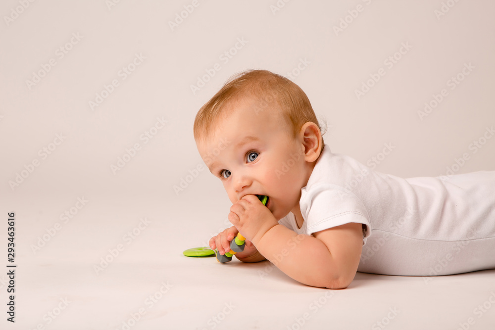 cute toddler boy on white background looking in frame, space for text, baby 8 months on white background cute toddler boy on white background looking in frame, space for text, baby 8 months on white background