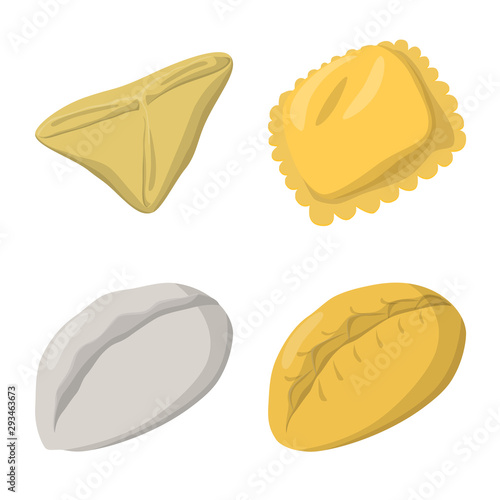 Vector illustration of dumplings and food symbol. Collection of dumplings and stuffed vector icon for stock.