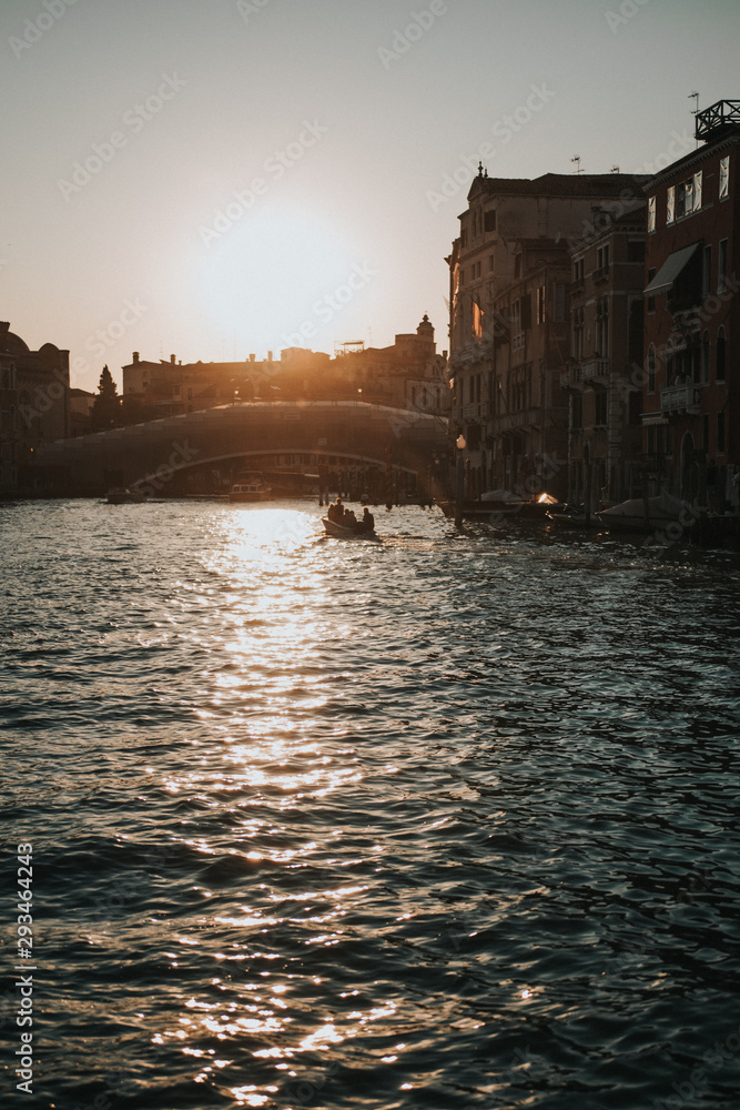 Venice sunset with a bridge