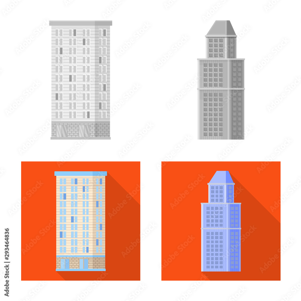 Vector illustration of municipal and center symbol. Collection of municipal and estate stock vector illustration.