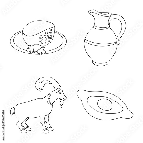 Isolated object of traditions and national logo. Set of traditions and sightseeing vector icon for stock.
