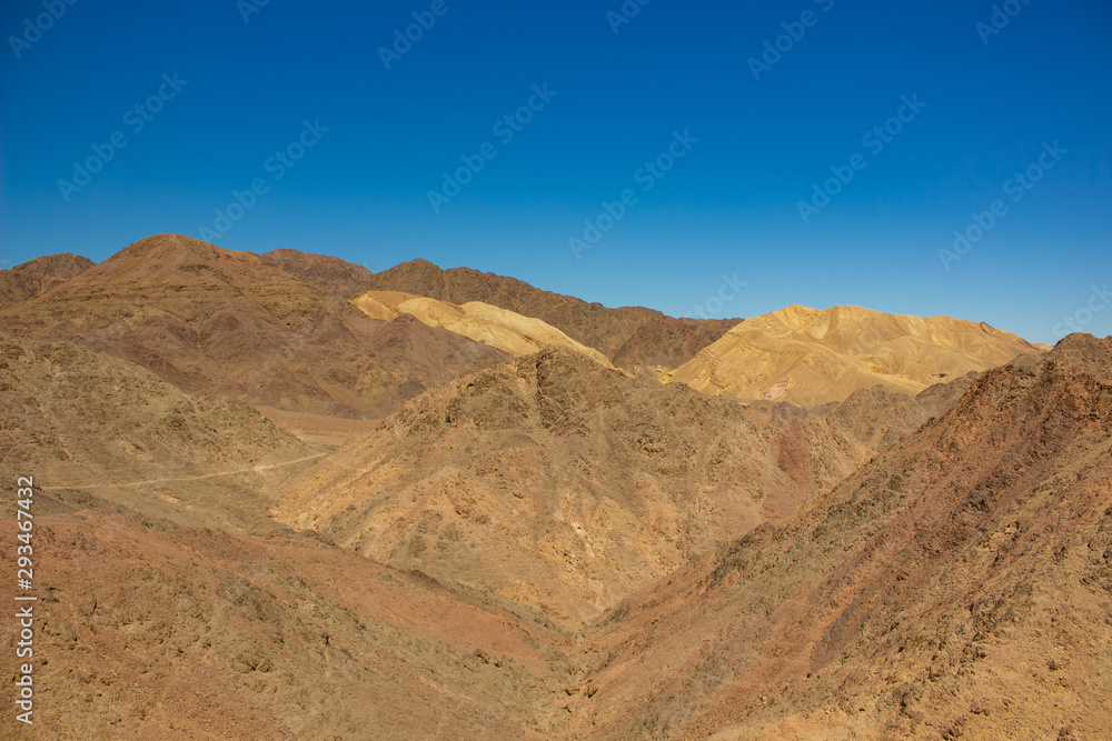 global warming results dry landscape view of desert sand stone bare mountain wasteland background   