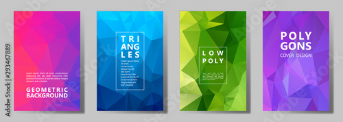 Facet polygonal abstract cover pages, low poly set