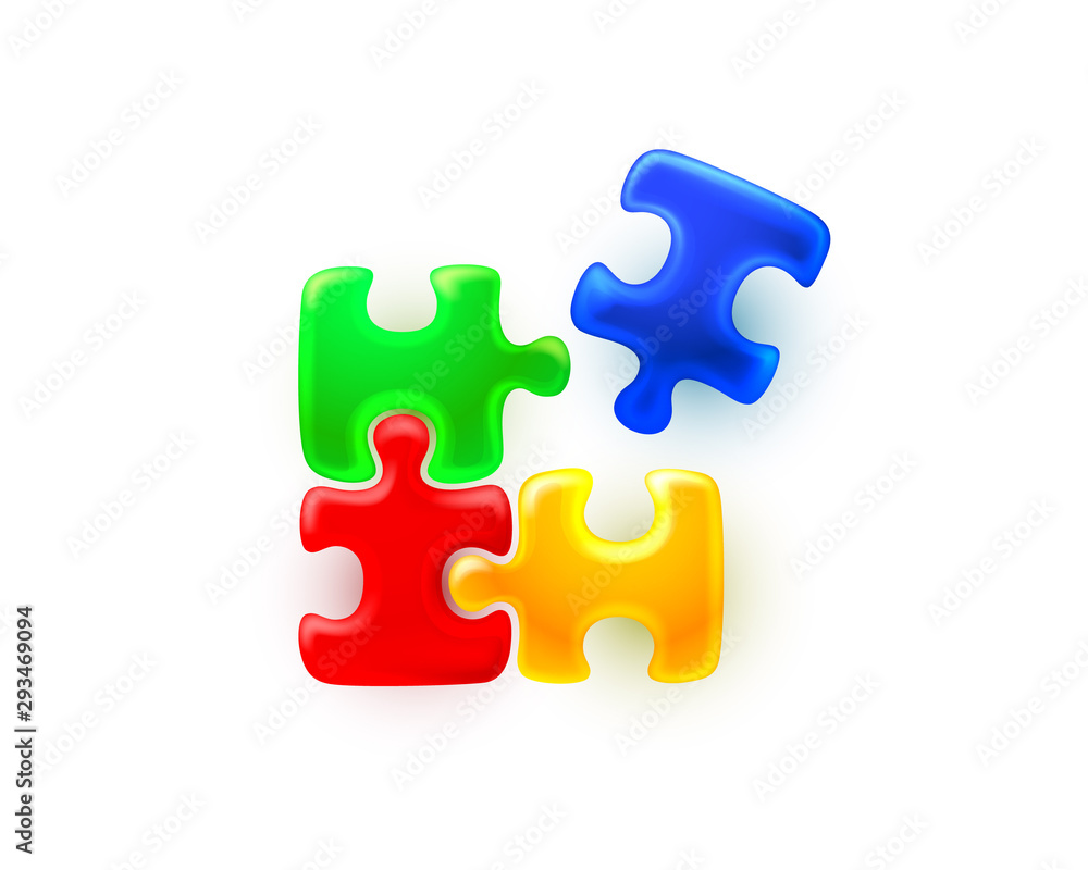 Fototapeta premium Puzzle colored sign group art, game icon idea.