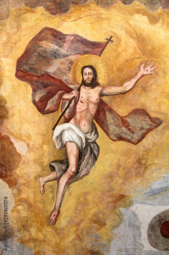 Canvastavla Cristo risorto; affresco nel Santuario di San Romedio in Val di Non, Trentino