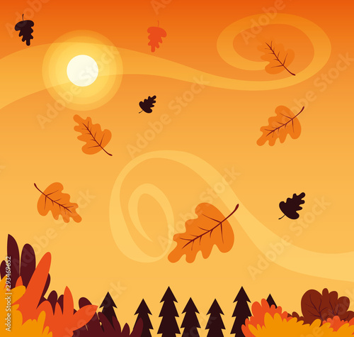 Autumn landscape vector design icon © djvstock