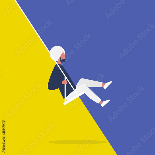 Mood swing. Balance and control. Mental health. Bipolar disorder. Young indian male character. Modern problems. Flat editable vector illustration, clip art
