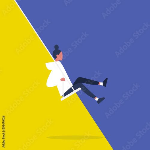 Mood swing. Balance and control. Mental health. Bipolar disorder. Young female character. Modern problems. Flat editable vector illustration, clip art