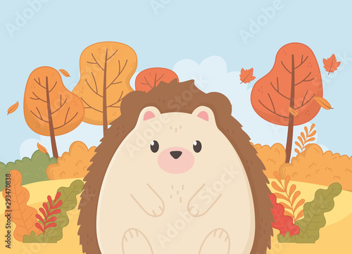 cute animal foliage hello autumn
