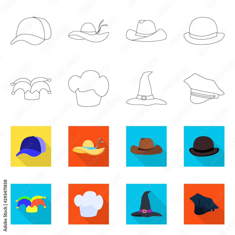 Vector illustration of clothing and cap sign. Collection of clothing and beret vector icon for stock. Vector illustration of clothing and cap sign. Collection of clothing and beret vector icon for stock.