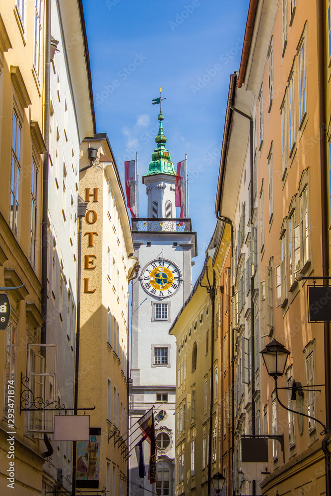 The city hall of Salzburg, Clock Tower, Austria, Getreidegassee