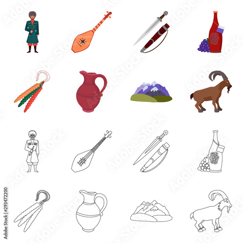 Isolated object of culture and sightseeing icon. Collection of culture and originality stock vector illustration.