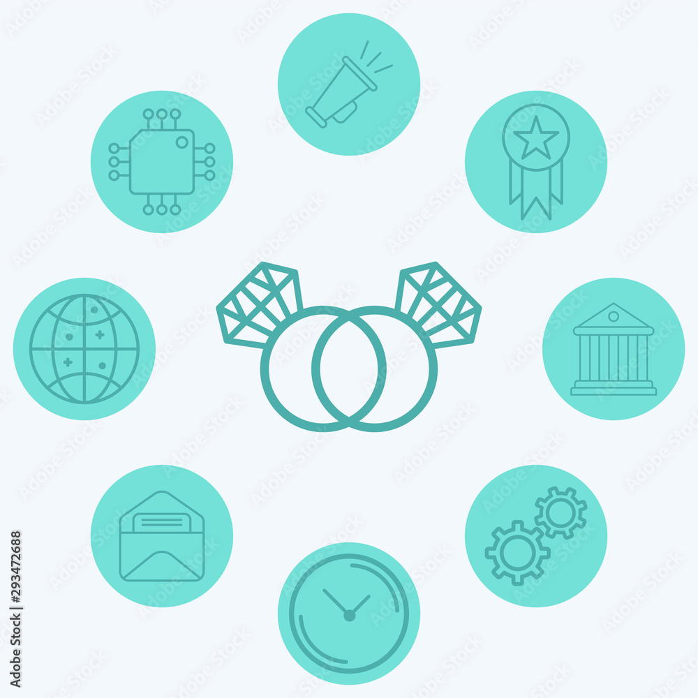 Fototapeta premium Diamond ring vector icon sign symbol