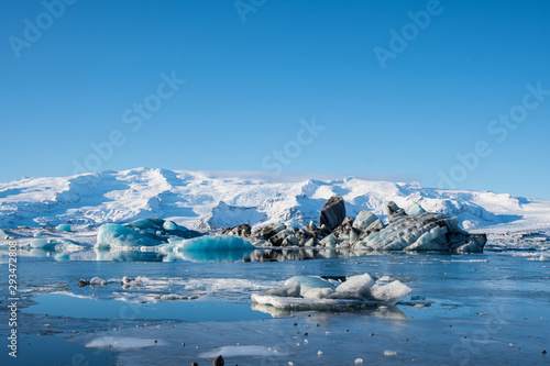 Icebergs in Jokulsarlon Glacier Lagoon in south Iceland photo