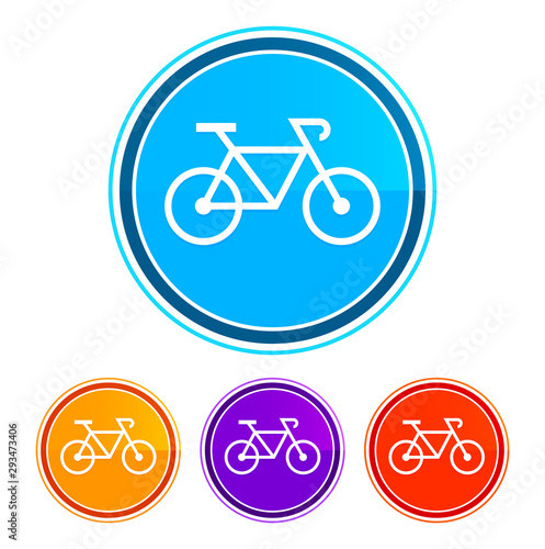 Bicycle icon flat design round buttons set illustration design