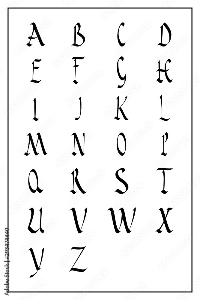 Roman Rustic Calligraphy Font Alphabet Capitals Handwritten Letters 