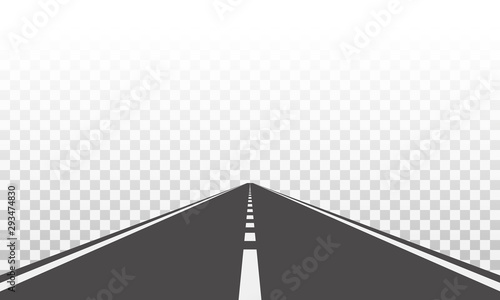 Straight road with white markings. Asphalt highway.