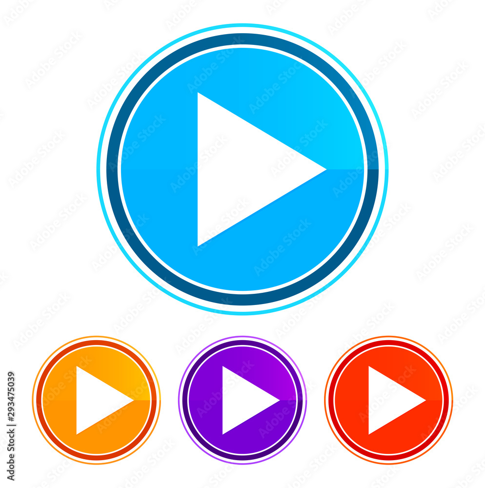 Play icon flat design round buttons set illustration design Play icon flat design round buttons set illustration design
