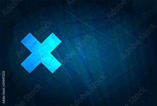 Cross icon futuristic digital abstract blue background