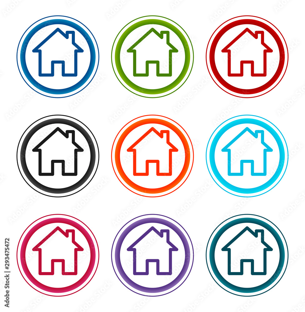 Home icon flat round buttons set illustration design Home icon flat round buttons set illustration design