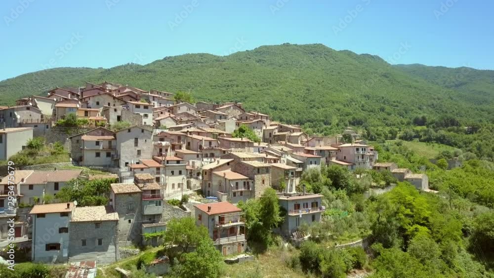 Closer look of the small concrete houses in Petrello Salto Italy Closer look of the small concrete houses in Petrello Salto Italy