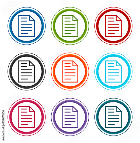 Page icon flat round buttons set illustration design