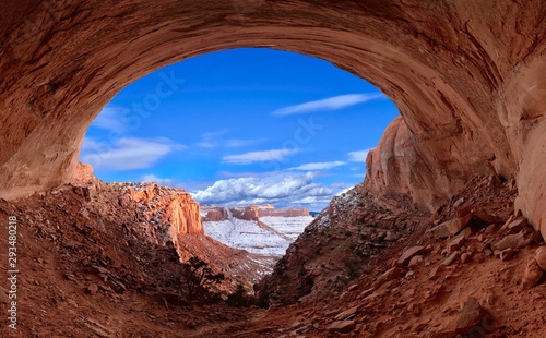 Scenic view of canyon from a cave. Travel to Canyonlands National Park. Moab. Utah. United States of America  © aquamarine4