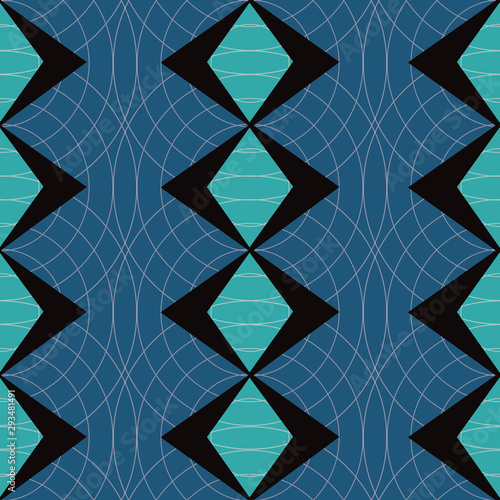 Retro 1950's hipster seamless pattern. Atomic era look with broadcasting style circles, diamonds and boomerang shapes. A nod to mid century style. For textiles, paper, gift wrap and party supplies.