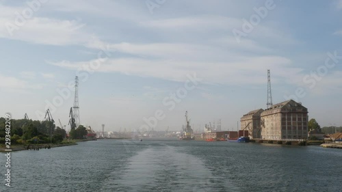 View on Sea Shipping Port in Gdansk city in Poland, Europe at summer day