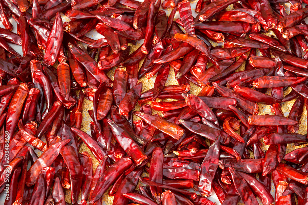 Red pepper being dried.