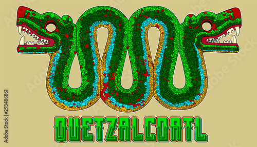 Quetzalcoatl Feathered God illustration, mexican divinity, god, vector, mesoamerican art