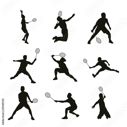 Badminton Player Silhouettes
